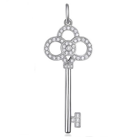Серебряное ожерелье "Ключ к моему сердцу" с фианитом